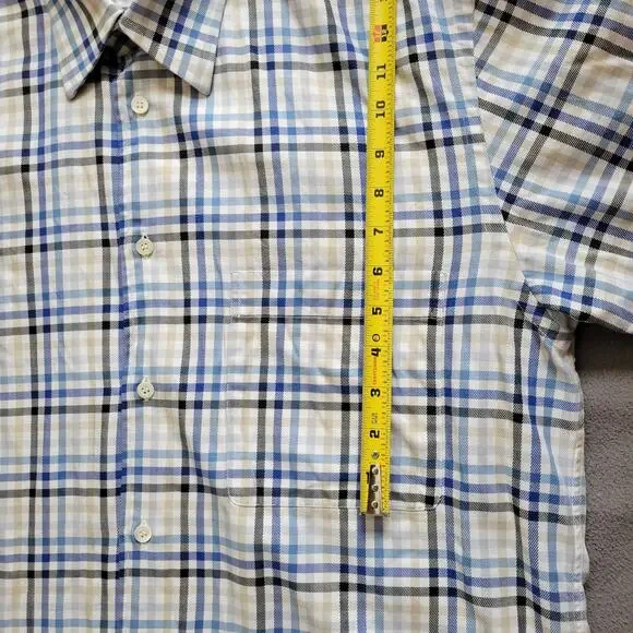 BRIONI Dress Shirt Mens Medium Blue Plaid Cotton Quiet Luxury Made In Italy - Picture 8 of 14